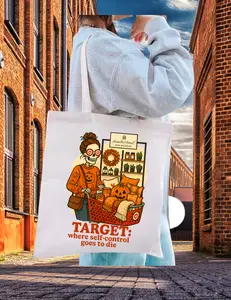 Mentally I'm Here Funny Target Skeleton Tote – Halloween Spooky Season Bag