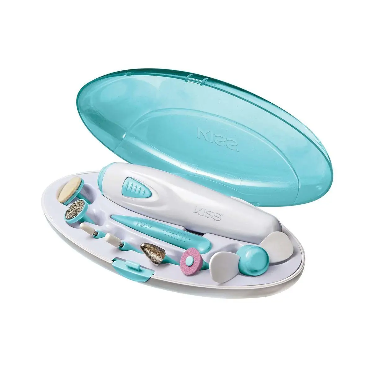 Power File to Go Battery Powered Mani/Pedi Tool Professional Nail Care with 8 Attachments & Storage Case, Shape, Clean, and Polish Nails