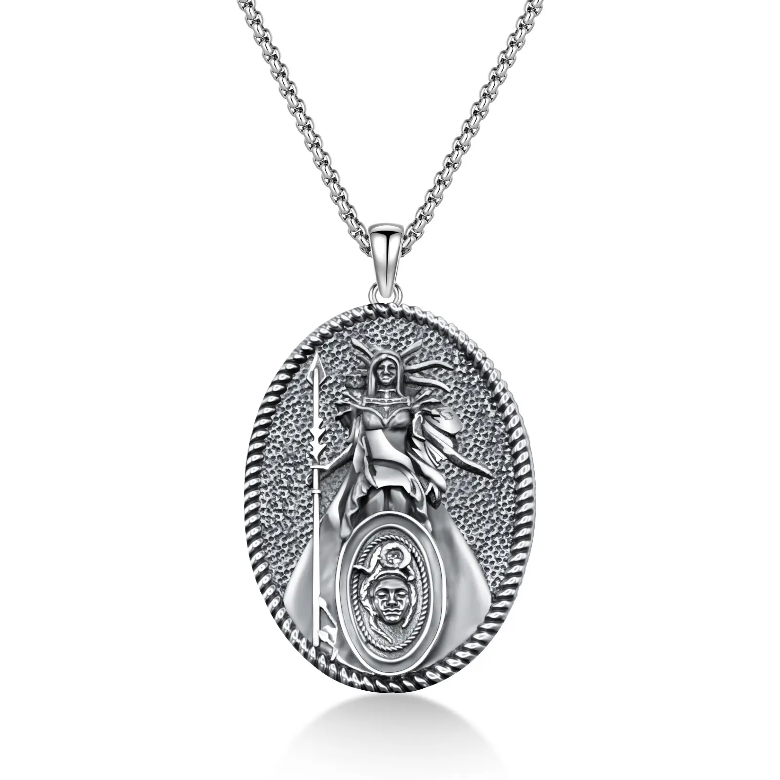 Athena Goddess Greek Mythology Silver Pendant Accessory Necklace, Decorative Costume Jewelry Faith Amulet for Women, Ideal for Anniversary Valentine's Day Gifting, Decorative Necklace
