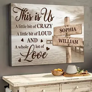 2D Flat, 2D Flat "This Is Us" Custom Family Canvas Wall Art, Personalized Names Mother's Day Gift 2026, Faux Wood Sign Style Decor, Modern Typography Wall Art for Mom, Ready-to-Hang Family Gift, Living Room Decor