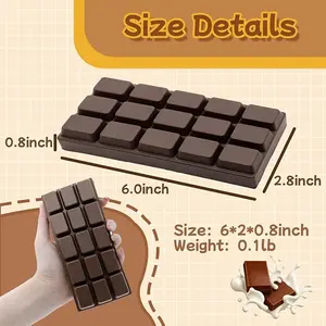 1pcs Simulation Chocolate Squishy Toy, Stress Relief Fidget Fun Squeeze Toy, Office Relaxation Gift, Desk Fidget, Small Decorative Item, Sensory Fidget Relief