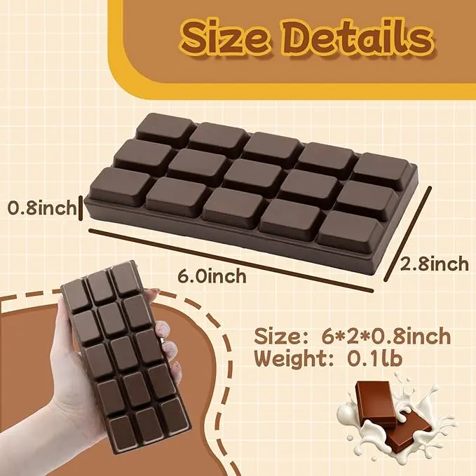 Oli Super Slow Rising & Soft Squishy Toy – Realistic Chocolate Bar Design, Squishy Squeeze Fidget for Kids, Teens & Adults, Desk Fidget, Sensory Fidget Relief, Cream Scene
