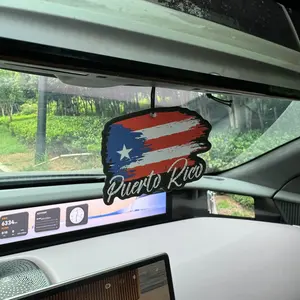 Puerto Rican Flag Island Shaped Car Air Freshener, Natural Essential Oils, Long-Lasting Scent 60-90 Days, Home & Bathroom Use, Hanging Car Diffuser, Car Diffusers For Essential Oils