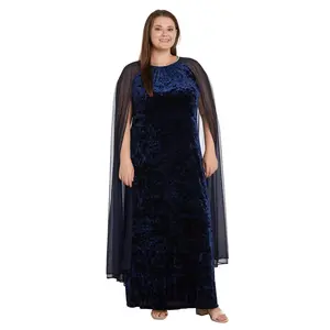 R&M Richards 2658W Long Formal Plus Size Cape Dress