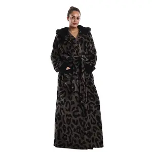 Msrlassn Cozy Soft Flannel Bathrobe Lined Color Block Hooded Robe for Women Thickened Long Sleeve Pyjamas Cute Print Home Sleepwear ,One Size Fit Most, Valentine's Day Gift