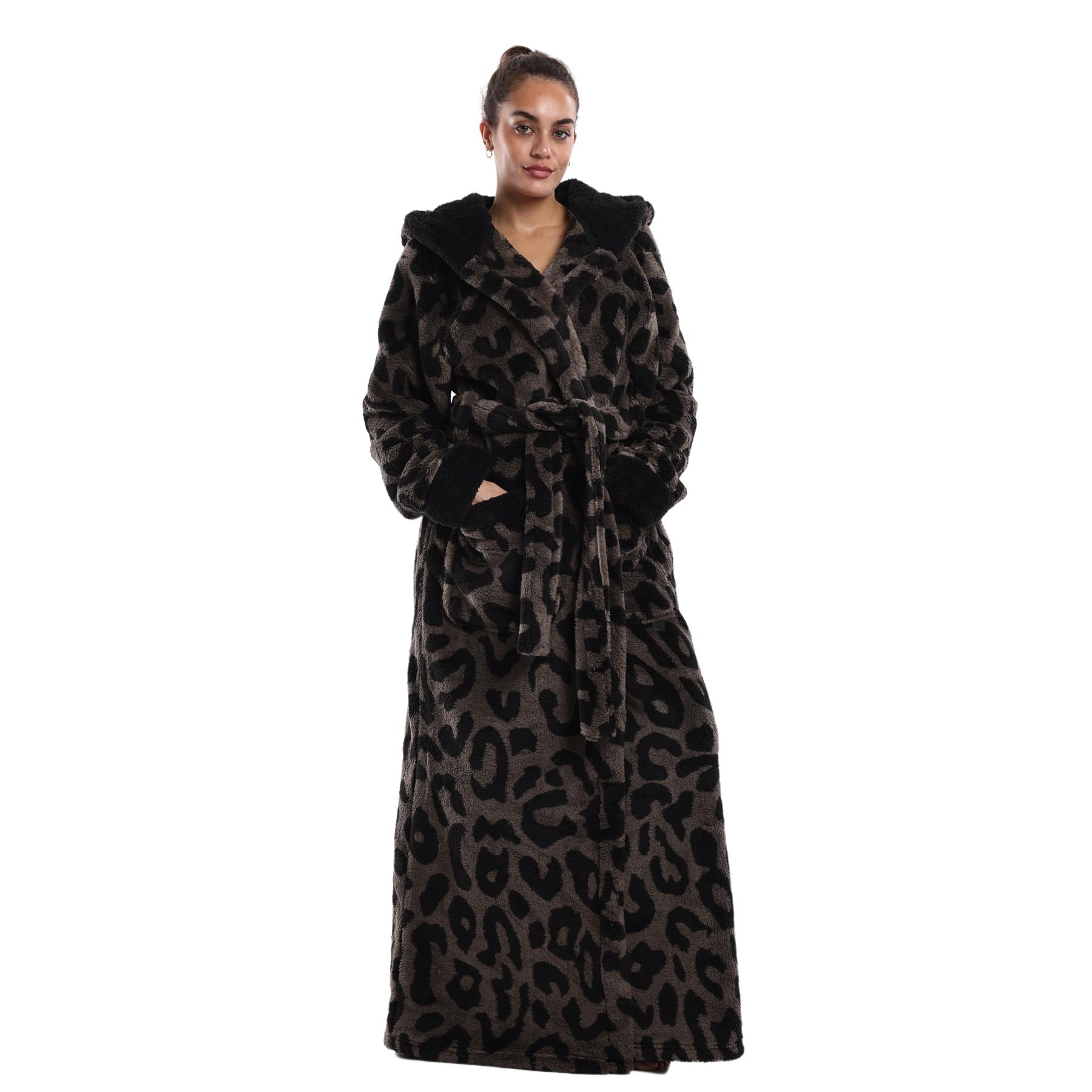Msrlassn Cozy Soft Flannel Bathrobe Lined Color Block Hooded Robe for Women Thickened Long Sleeve Pyjamas Cute Deals For You Print Home Sleepwear, Mid Year Sale One Size Fit Most