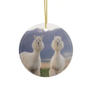 Alpaca Llama Ceramic Christmas Tree Ornament | Macaroni and Cheese | Farm & Ranch Decor