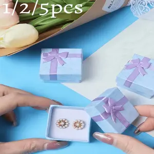 Jewelry Gift Box Set, 1/2/5 Pieces, Ring Necklace Bracelet Earring Organizer, Paperboard Small Box, Ideal for Christmas Birthday Anniversary Valentine Mother's Day