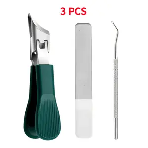 New Model 3PCS eagle-beak angled nail clippers, a multi-functional household nail clipper set with a large opening and splash-proof design, high-grade thickened hard nail trimmers