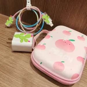 iPhone Charger & Lightning Cable Protector Set, Peach Storage Bag Included, Anti-Break Design, Fits iPhone 17-11 Pro Max, Essential Accessories