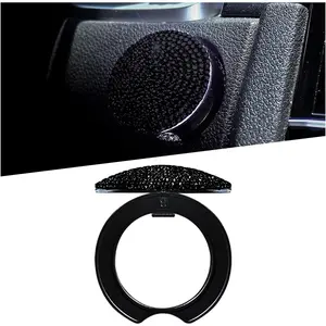 Bling Car Engine Start Stop Button Cover, Rhinestone Shiny Diamond Crystal Anti-Scratch Push Start Button Ring Sticker Sparkly Ignition Accessory Emblem for Women, Universal Fit(Black)