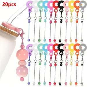 20pcs Beadable Straw Charms |   Cup Pendant Holiday Gift for Chain Decoration, Creative Water Cup Decoration, Handmade Bead Decoration |   Material: PC, Brand: LINNO