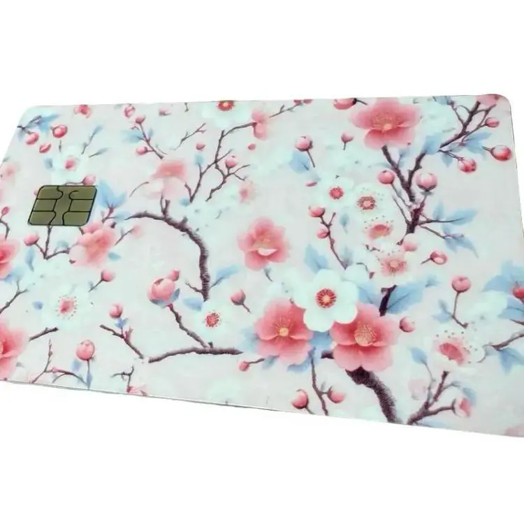 Anime Custom Cherry Blossom Soft-Color Sticker Cover - Protective Credit/Debit Card Skin, Floral DIY Scrapbooking Accessory, Protects Card