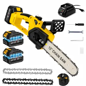 12" Cordless Chainsaw 20V 4.0Ah Batteries with Fast Charger, High-Power Logging Saw, Automatic Oiling for Maintenance-Free Use, 1200W Power + High-Hardness Steel Chain, Smooth Cutting Without Jamming, Ideal for Home & Outdoor Use, reciprocating machine