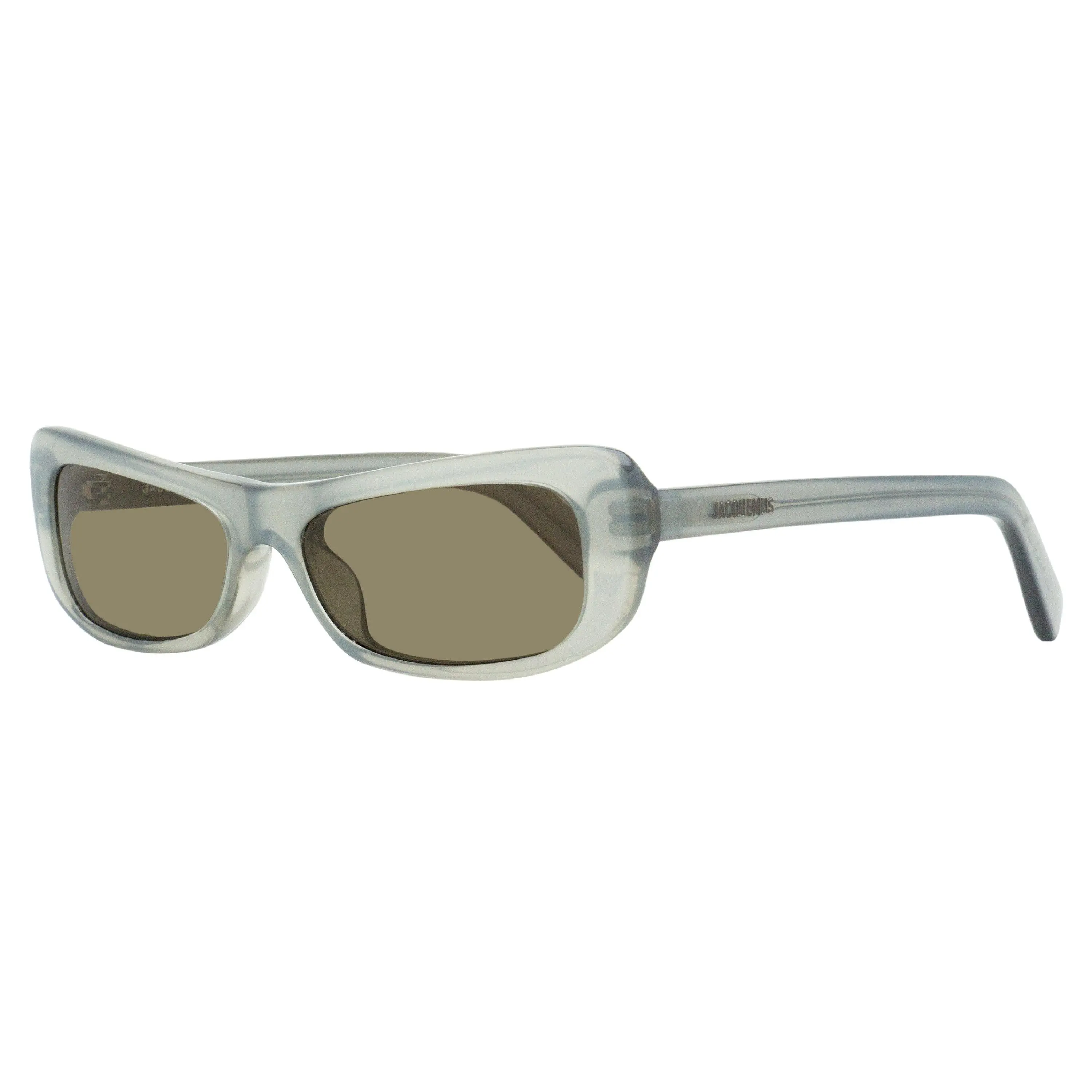 Jacquemus Capri Rectangular Acetate Sunglasses, Minimalist Low Profile Design with Tinted Lenses and Soft Contours, Metallic Gray 55mm, Designer-Inspired Sunglasses, Sun Protection, Ray Blocking Men's Sunglasses