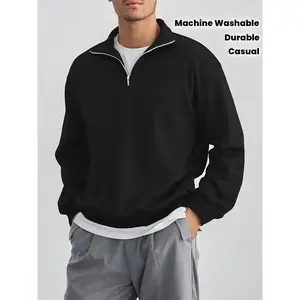 Men's Half-Zip Stand Collar Sweatshirt, Casual Fashion Pullover for Daily Wear, Simple Style Long Sleeve Top for Men