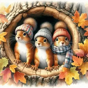 Squirrel Themed Pattern DIY Diamond Arts Colorful Painting Kit without Frame, DIY 5D Diamond Arts Colorful Painting Kit, Wall Art Decor for Home
