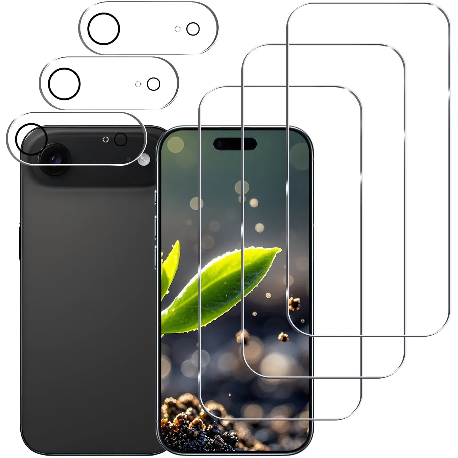 Gliansen 9H Hardness Screen Protector & Camera Lens Cover 3-Pack Bundle for iPhone 17 AIR 6.9in, Waterproof, HD Display, Scratch Resistant, Easy Installation, Casing-Compatible, Manufacturer Warranty, Phone Screen Protectors, Tempered Glass