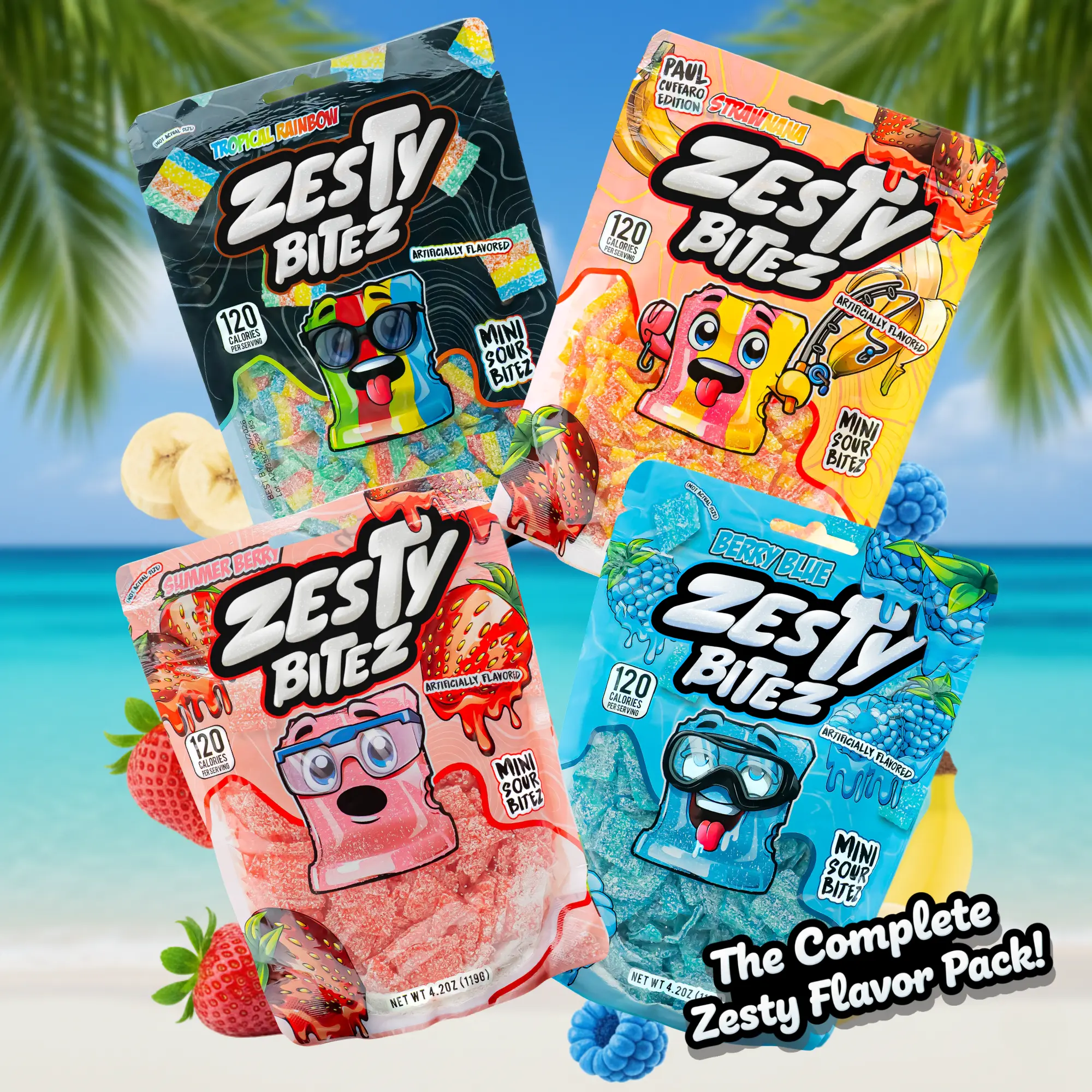 Zesty Bitez Mini Bitez Sour Candy 1-Pack Fruity Chews Juicy Sweet Vegan Vegetarian Friendly Bold Flavor Bite Snack Bonbon