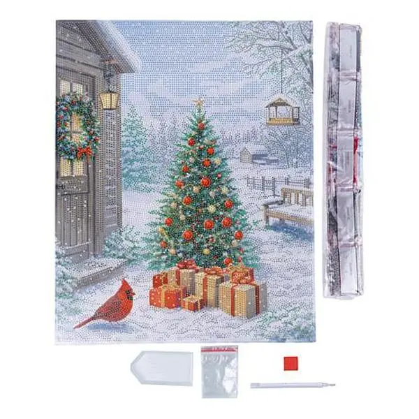 Crafts & Sewing Craft Buddy Crystal Art Cardinal and Tree Winter Scene Canvas Kit