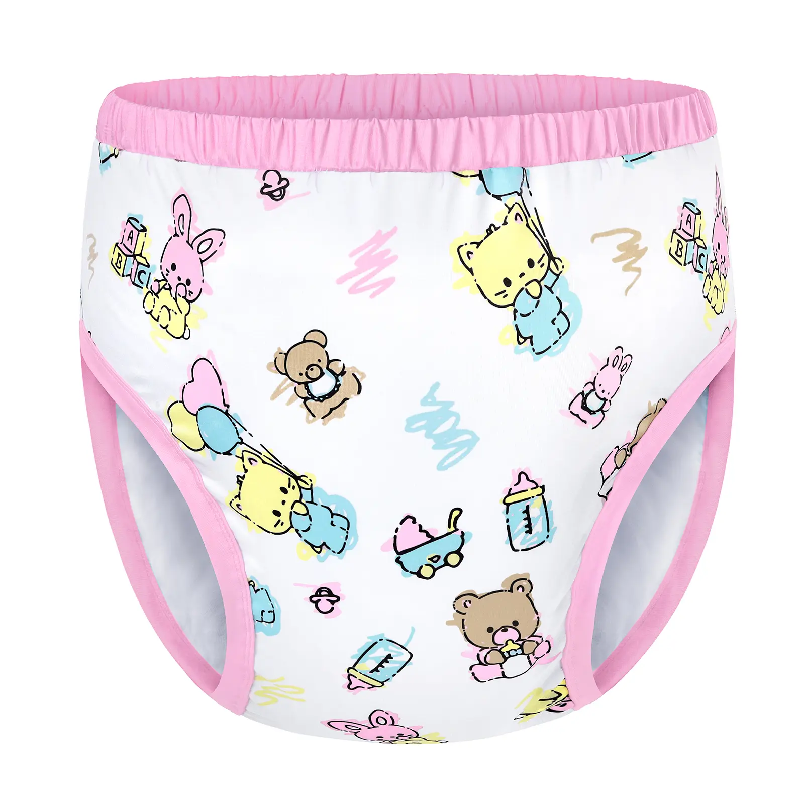 LITTLEFORBIG Baby Cuties Full Print Adult Training Pants - Polyester-Spandex, Elastic Waist, Soft Silky Breathable Reusable All-Day Underwear, Soft Breathable Panties, Single Item, All-Day Wear