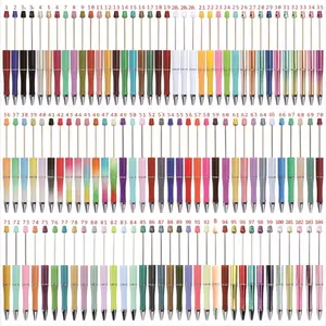 107pcs one for each color Beautiful and cute plastic Beadable pens, Pens Black Ink Ballpoint Pens Diy Pens for Students Teacher Bridal Graduation Gift Office School Supplies