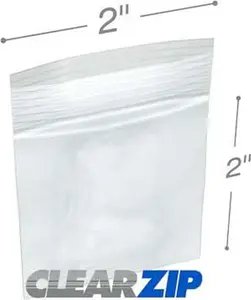International Plastics CZ40202 Disposable Plastic Storage Zip Lock Bags, 2x2 in., 0.004 Gauge - Case of 1000, Resealable Home Organizer Bags, Disposable Plastic Storage Bags