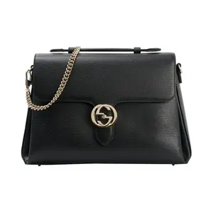 Pre-owned GUCCI GG LEATHER Crossbody Bags Gucci Double G Buckle Chain Litchi Grain Messenger Bag