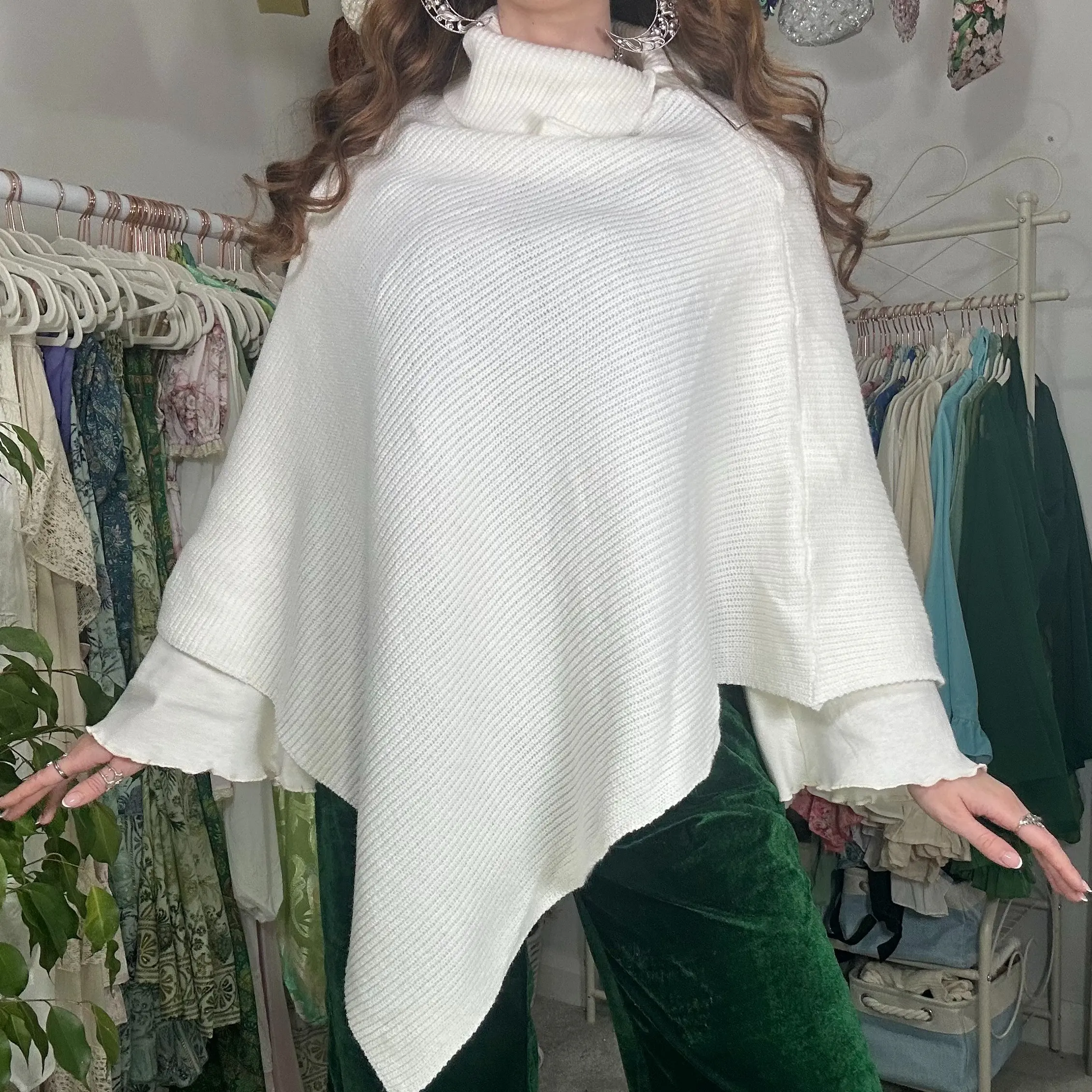 Knitted Solid Ponchos, Winter Boho Sweater, Warm Unisex Wraps, Bohemian Shawls, Winter Fashion, Gift For Her, Hippie Cottage Core Fashion