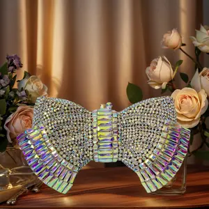 Women Bowknot Sparkly Clutch Luxury Rhinestone Bride Evening Bag Wedding Party Prom Banquet Handbag
