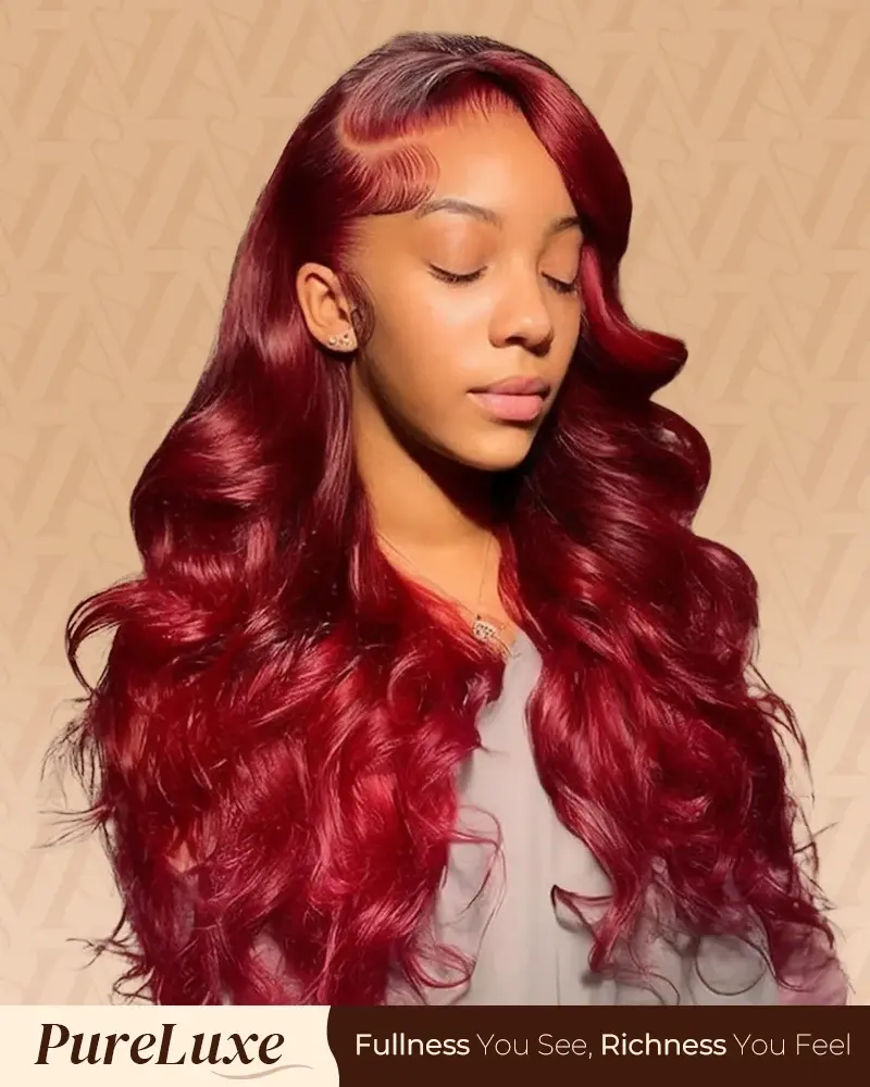 Megalook Wine Red Burgundy Body Wave 13x6 Pre-Everything Glueless Wig Human Hair 99J39J Ready To Go Frontal Wig 100% Human Hair Wig