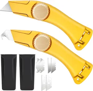 2-Pack Heavy Duty Utility Knife Set with Hook Blades & Holsters, Fixed Blade Cutting Tool for Drywall, Carpet, Vinyl & Home Improvement Projects