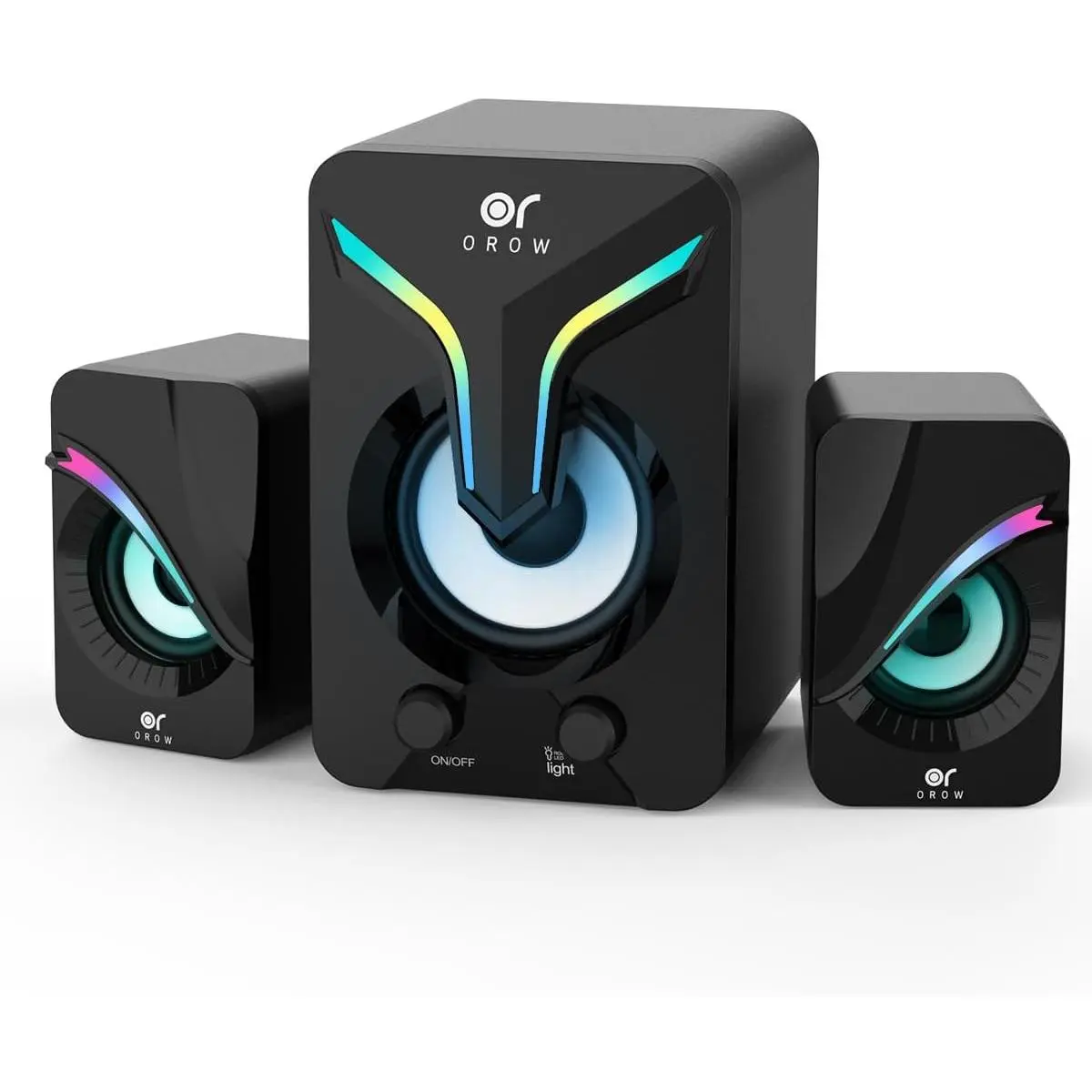 RGB Gaming Computer Speakers with Subwoofer - LED Light, USB-Powered, 20*10cm Compact Modern Design Full-Range Audio Devices, Bass Boost, Crystal-Clear Sound, Plug-and-Play for PC/Laptop, Music Players, For Music Players