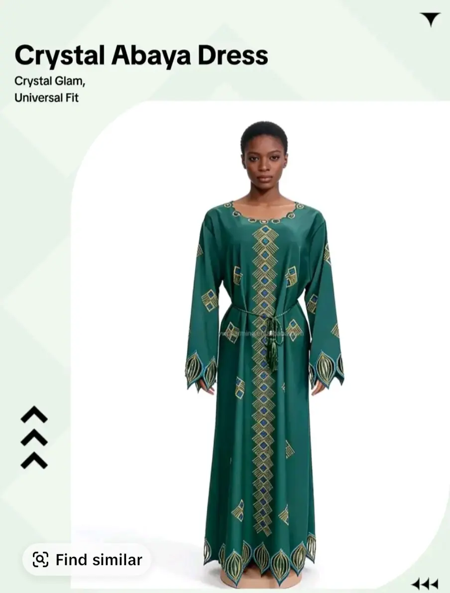 Women's Modest Fashion Crystal Abaya Dress - Wedding Wear, Long Sleeve, Crew Neck, All Seasons, 1-Size-Fits-All Islamic Robe