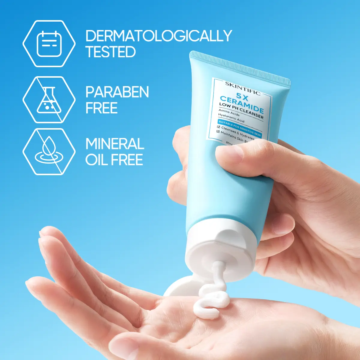 SKINTIFIC 5X Ceramide Low pH Facial Cleanser 5 Types of Ceramides