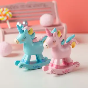 Resin ornaments unicorn birthday cake decorations rainbow rocking horse hand-made party resin creative accessories