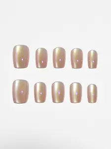 Aura Nails Golden Aura Squoval Press-On Nails - 10 Pc Set