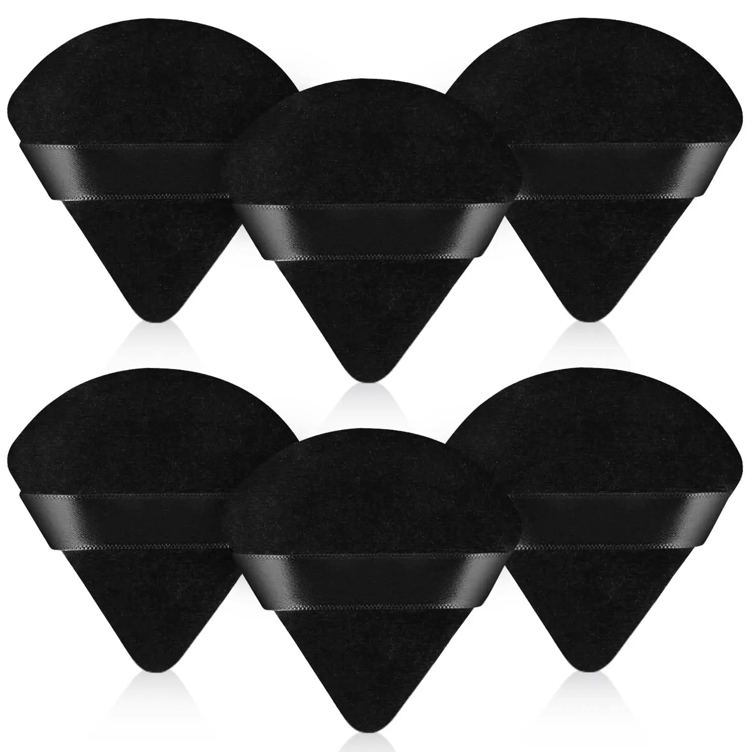 Triangle Velour Powder Puffs Face Smoothing Makeup Sponge, Effortless Blend for Eyes Contouring & Body, Gentle Short Velour for Loose Mineral Setting Powder, Non-Absorbent Wet & Dry Use, Multi-Pack