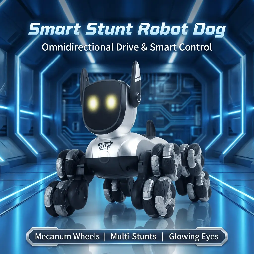 WEEKEND COME Rechargeable, interactive, smart robotic dog; remote-controlled stunt robot toy featuring remote control, music, and action routines; perfect as a birthday, Christmas, or Halloween gift for boys and girls.