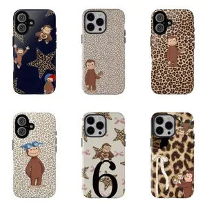 Cute Monkey Curious George Leopard Print Fashion Phone Case | Fun and Durable Protective Cover for iPhone 16/15/14/13/12/11/17 ProMax Plus for Samsung phones, suitable for both men and women,an excellent choice for Halloween, Christmas and Thanksgiveing.