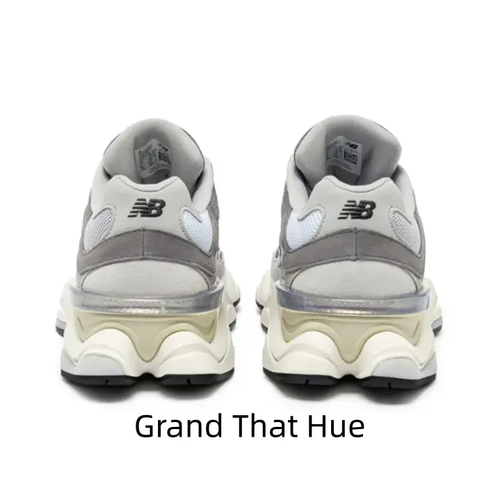 Grey Cream Two-Tone Multi-Layer Chunky Dad Sneakers Suede Mesh Splicing Upper Silver Heel Trim Sculpted Segmented Cushion Midsole Non Slip Rubber Outsole Neutral Vintage Street Daily Walking Shoes