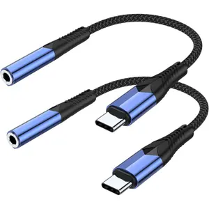 USB C to 3.5mm Audio Adapter, (2-Pack) Type C to Aux Headphone Jack Adapter Dongle Cable Cord Compatible with iPhone 16/15 Pro/15 Pro Max,iPad Pro,MacBook, Samsung Galaxy S24 S23