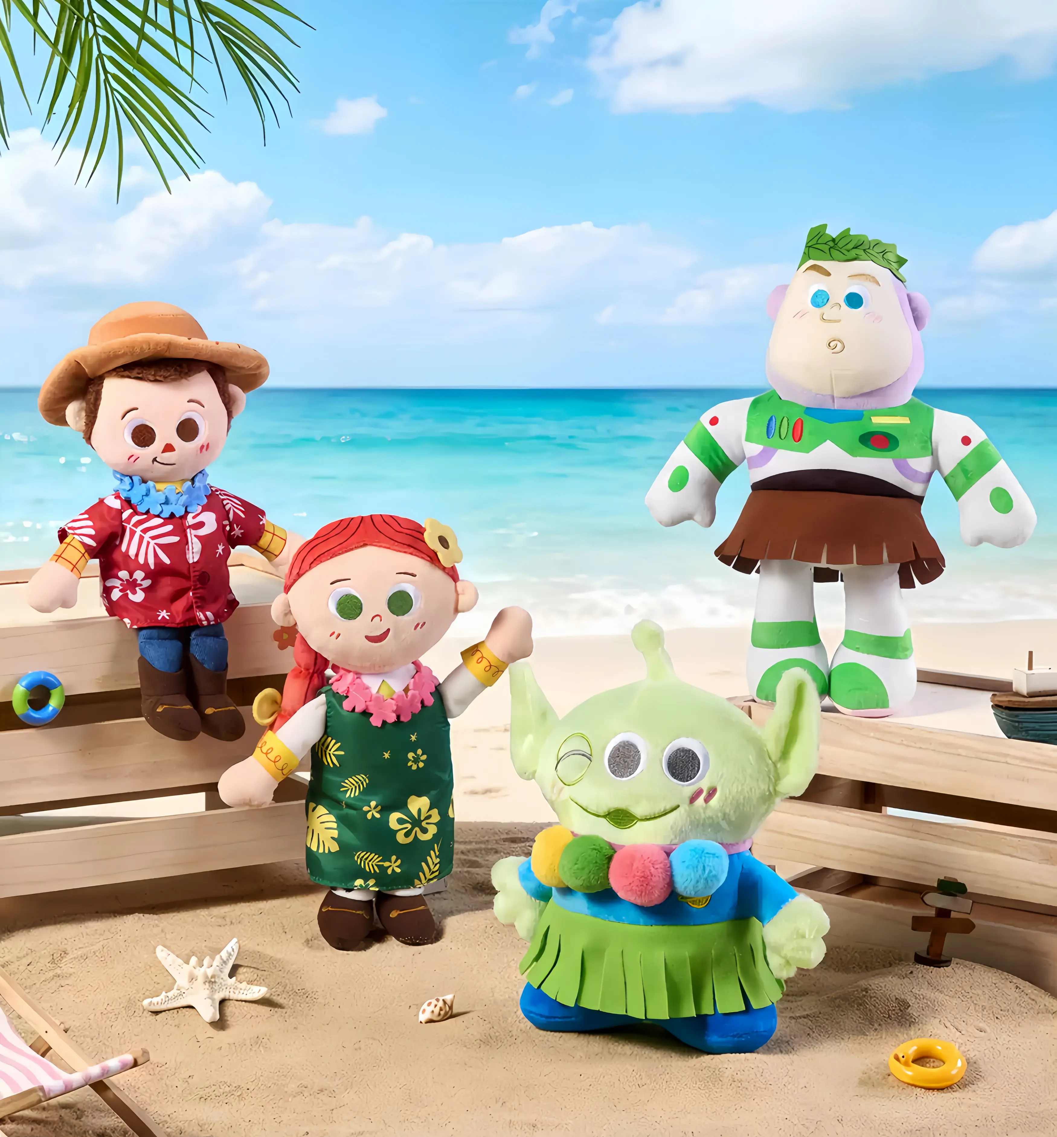 Disney Toy Story 5 Hawaii Series Plush Doll - Cute Woody, Buzz Lightyear, Jessie, Alien Summer Island Toy, Cute Stuffed Animals, Cuddly Doll Gift, Soft Stuffed Collectible, Kawaii Room Bedding Decor, 1pc Birthday Holiday Gift