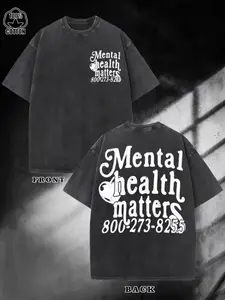 Mental Health Matters 100 Oversized Black T-shirt For Men And Women, Front And Back Print, Unisex Loose Fit Short Sleeve, Apparel Made In The USA		
