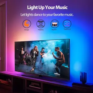 Smart TV Backlight LED Sync Lights for 55-65 Inch TVs, USB Powered Music Sync with Multiple Scene Modes, Ideal for Gaming and Display