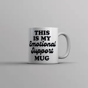 This Is My Emotional Support Mug Coffee Cup Funny Sarcastic Joke Cup - 11oz Funny Coffee Mugs Ceramic Printed Drinkware Cup