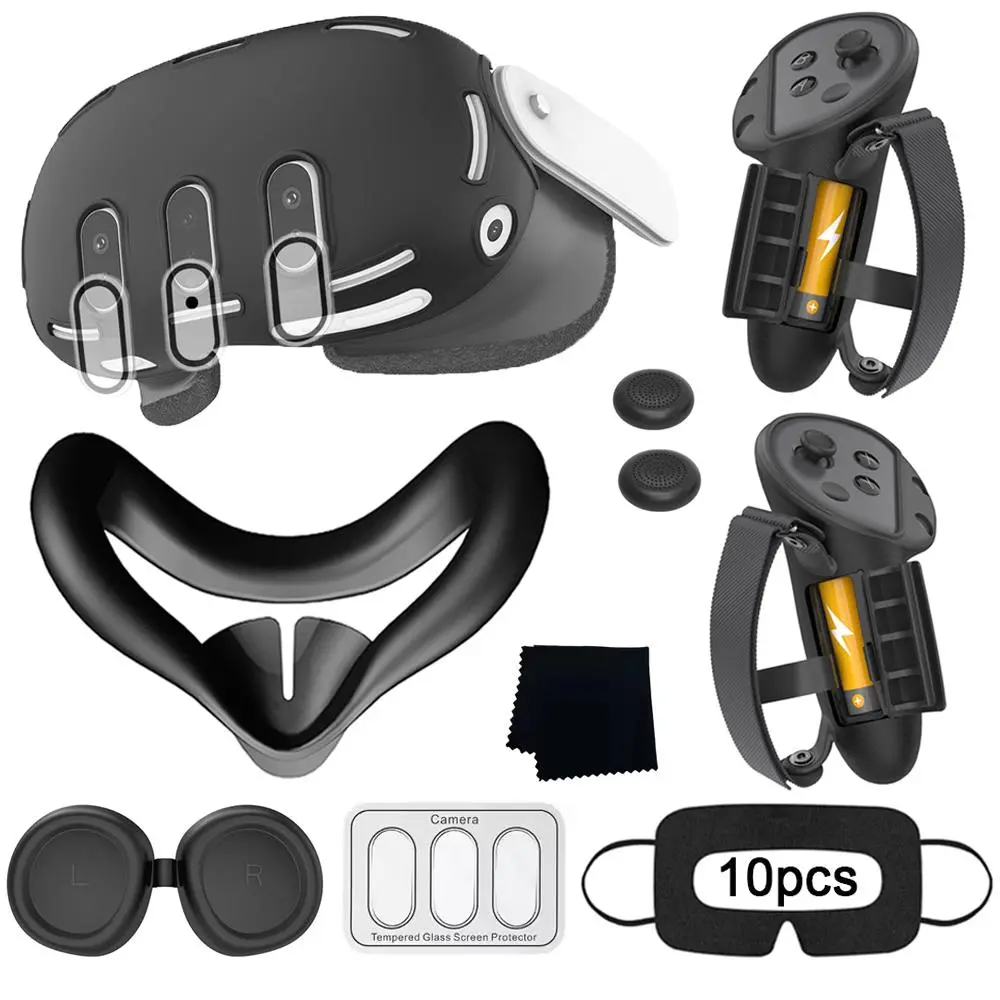 Silicone VR Game Accessories Set, Soft Comfortable Silicone Protective Cover Kit, Controller Protective Cover, Lens Protective Cover, Screen Protectors, Idea Gift for Friends, Protection, Silicone Shield