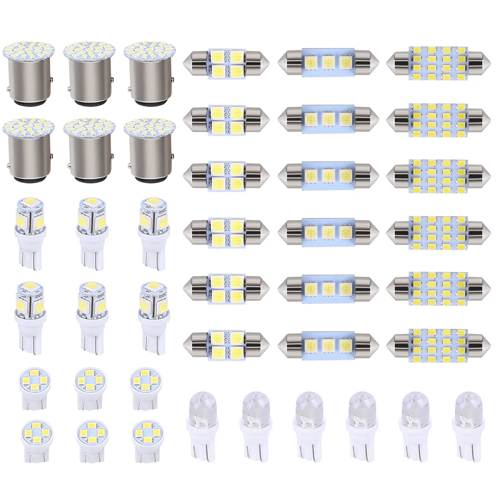 42PCS Interior LED Light Kit, 6500K Super Bright White, T10/31mm/36mm/41mm Dome Map License Plate Bulbs, Universal Fit for Cars, Trucks & SUVs