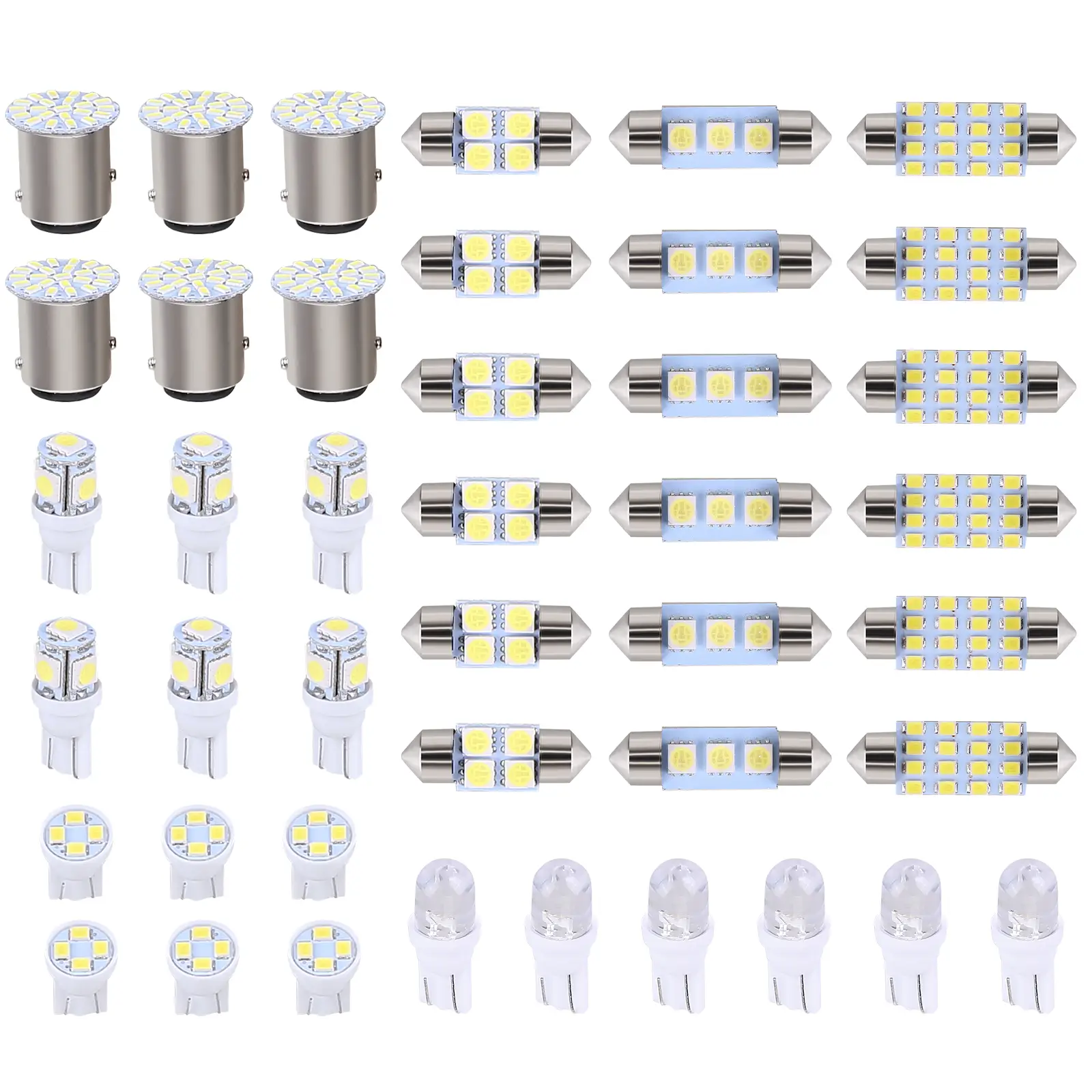 42PCS Car LED Bulbs Kit – Universal T10 31mm 36mm 41mm for Dome, Map, License Plate, Trunk Lights | Super Bright, White, Easy Install, Waterproof