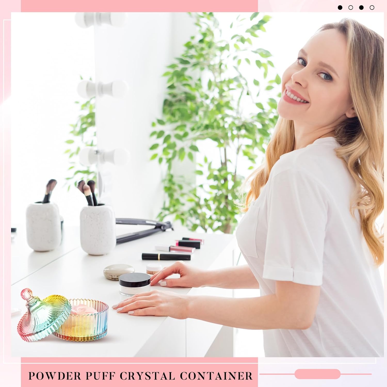 Body Powder Puff and Container, Soft Powder Puff,Glass Box for Dust Puff,Powder Puff for Body Powder,Powder Puff Wet Dry Makeup,Powder Applicator With Case for Dusting Powder Bottles Organiser Canister